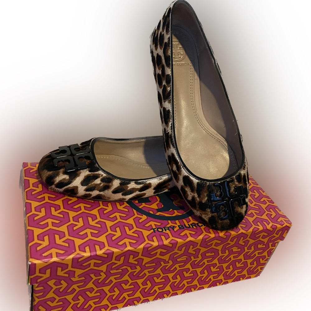Tory Burch Calf Hair Animal Print Ballet Flats